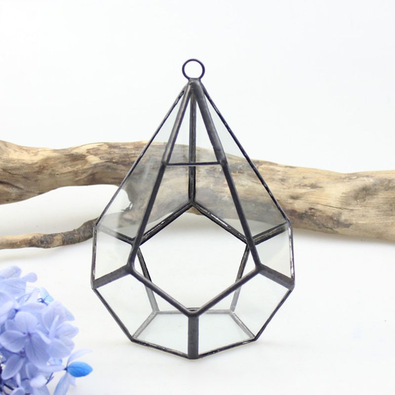 Hanging Glass Terrarium - Diamond Geometric Polyhedron - Wall Mounted Air Plant Holder