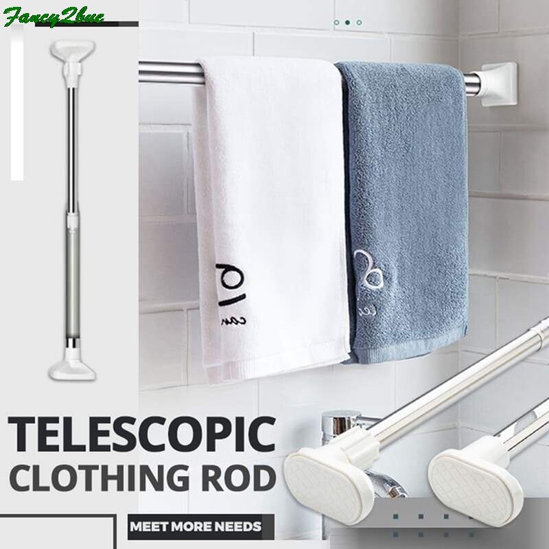Extendable Telescopic Curtain Rod Rail Wardrobe Closet Clothes Towel Hanging Pole Bathroom Shower Clothes Hanger Towel Bar