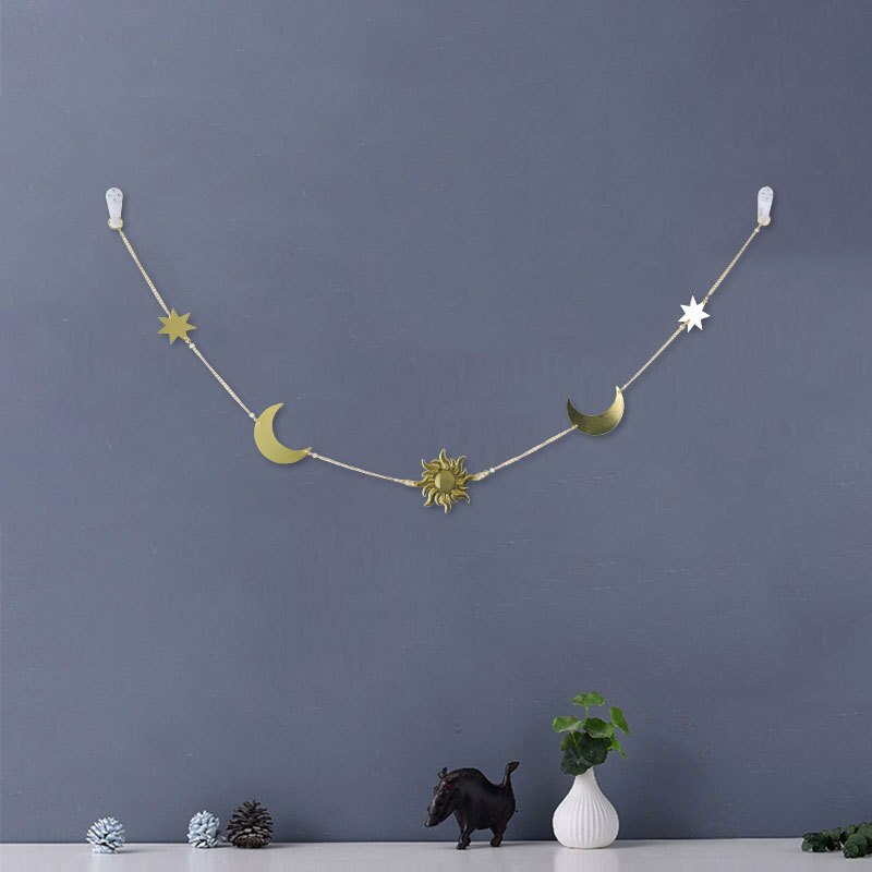 Decoración colgante con adornos de estrella del sol Luna de metal Cabecera de dormitorio: 3
