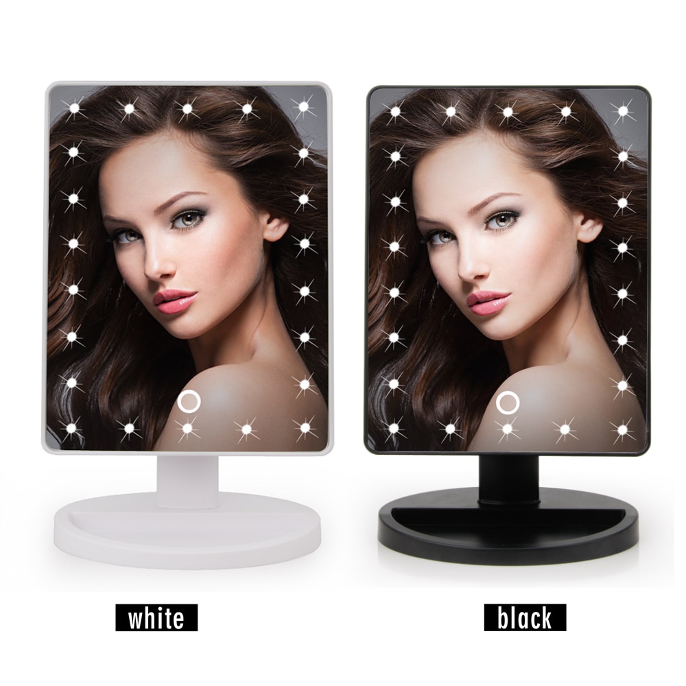 LED Touch Screen Makeup Mirror Vanity Mirror With 16/22 LED Lights Health Beauty Adjustable Countertop 180 Rotating