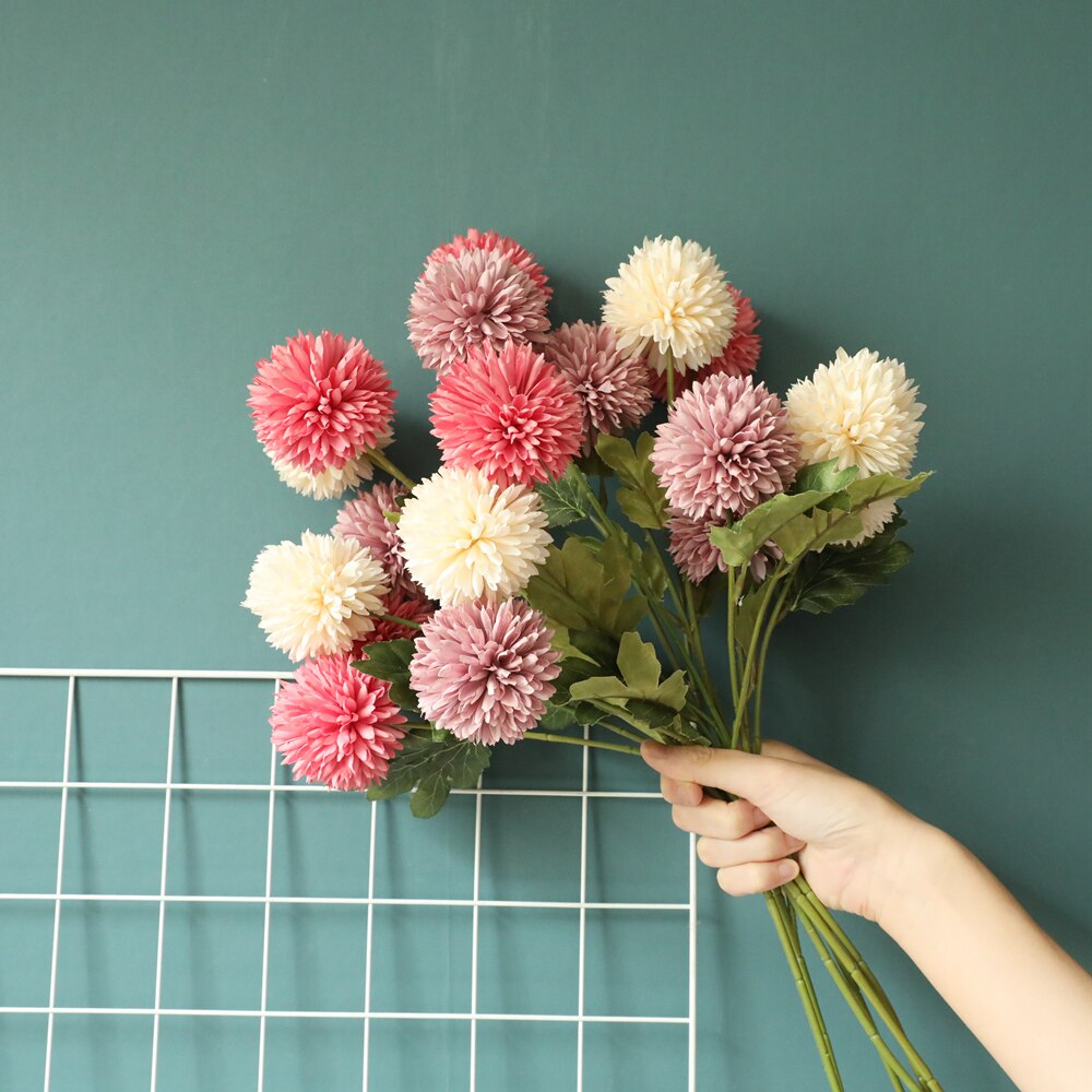 3 hoder løvetann kunstig blomst lang stamme hortensia silke blomster til høsten hjem bryllupsfest hage dekorasjon