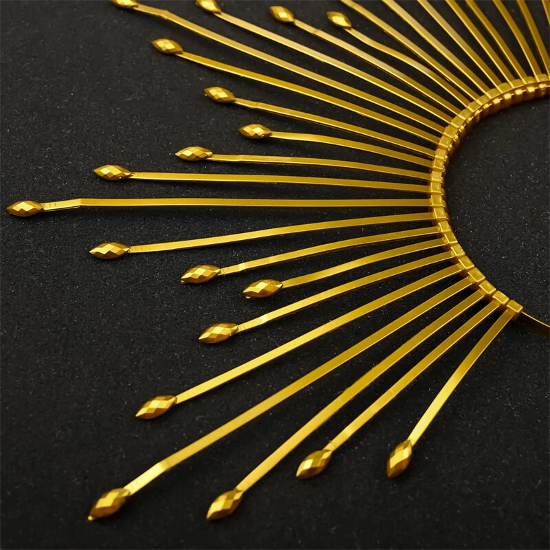 Diosa Halo corona Sunburst Diadema con pinchos dorados con diamantes de imitación para mujer, accesorios para sesión de fotos de boda y Halloween
