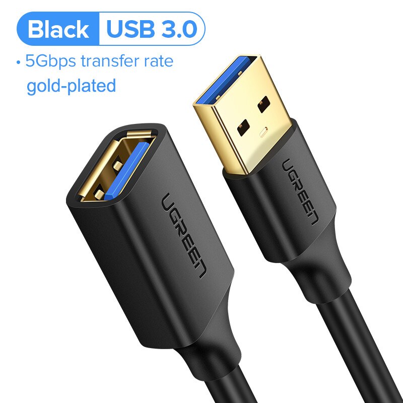 Ugreen USB Extension Cable USB 3.0 Cable for Smart Printer PS4 SSD USB3.0 2.0 to Extender Data Cord Mini USB Extension Cable: USB3.0-Black / 2m