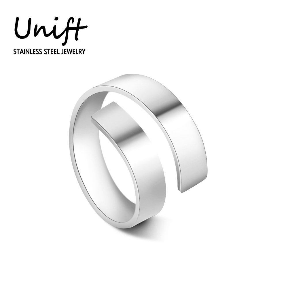 Unift regolabile in acciaio inossidabile aperto lucidato anello a spirale per le donne stile semplice gioielli di moda accessori minimalisti regali