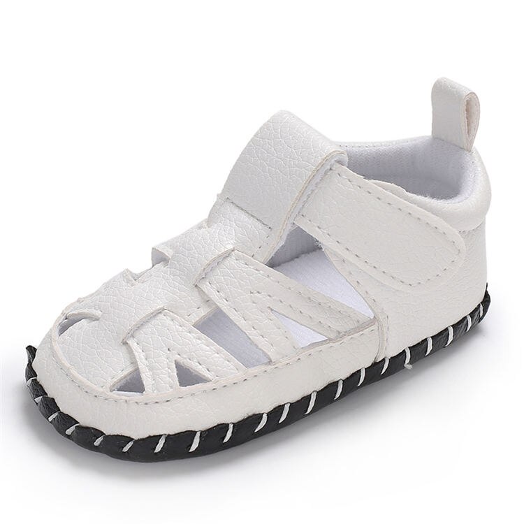 Novo bebê menino infantil verão sandálias brancas sola de borracha macia ao ar livre conforto tênis casuais da criança do bebê primeiros caminhantes sapatos: WHITE / 0-6 meses