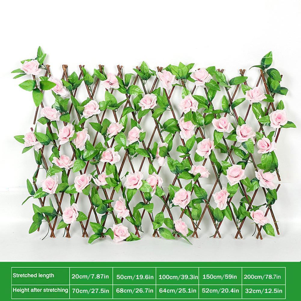 Artificial Garden Flowers Leaves Plant Fence Privacy Screen Etractable Extension For Outdoor Fencing Backyard Home Greenery Wall