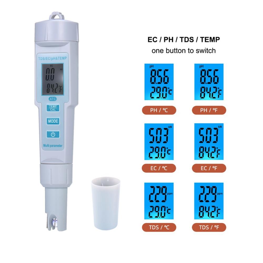 Digital 4 in 1 vand ph/ ec/ tds/ temperaturmåler p... – Grandado