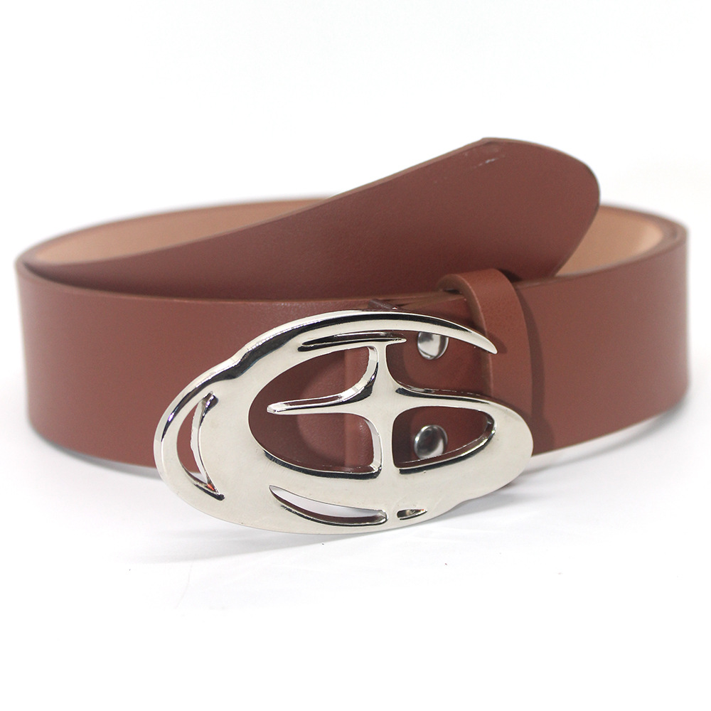 Punk Moon Star Buckle Belt Cross Metal Vintage Gothic Men Women Y2k Belt Pu Leather Waistband Jeans Pants Decorative Belt: light brown