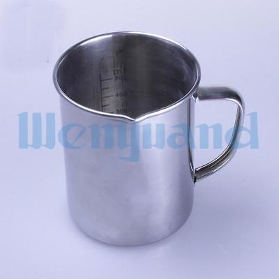 500ml Chemistry Laboratory Stainless Steel Measuring Beaker Cup With Pour Spout