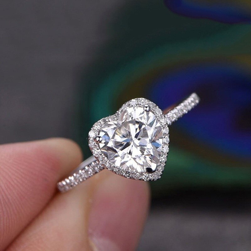 Modyle Silber Farbe Prinzessin AAA Zirkonia Liebe Herz CZ Stein Ringe für Frauen Engagement Schmuck Jahrestag