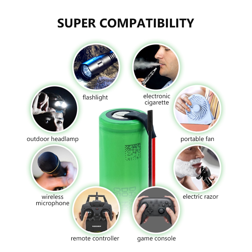 4P 3.7V 3000MAH 18650 Battery Li ion Rechargeable US18650VTC6 Flashlight Batteria With Two Wires Max.30A Discharge