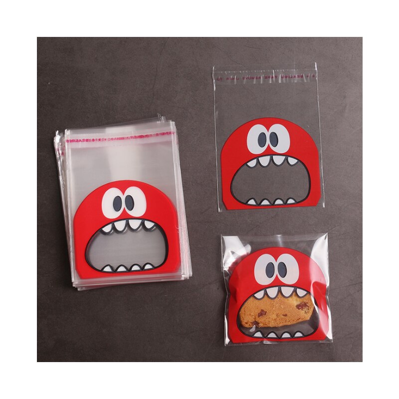 100 pçs 7x7cm bonito monstro impressão auto-adesivo celofane doces presente sacos violoncelo reusável biscoitos sabão festa de casamento sacos