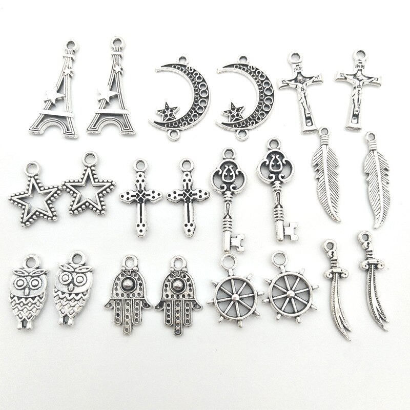 Mixed 20pcs Tibetan Silver Flower Bird Animal Unicorn Charm Beads Pendant DIY Neacklace Bracelet Fit Jewelry Making Accessaries