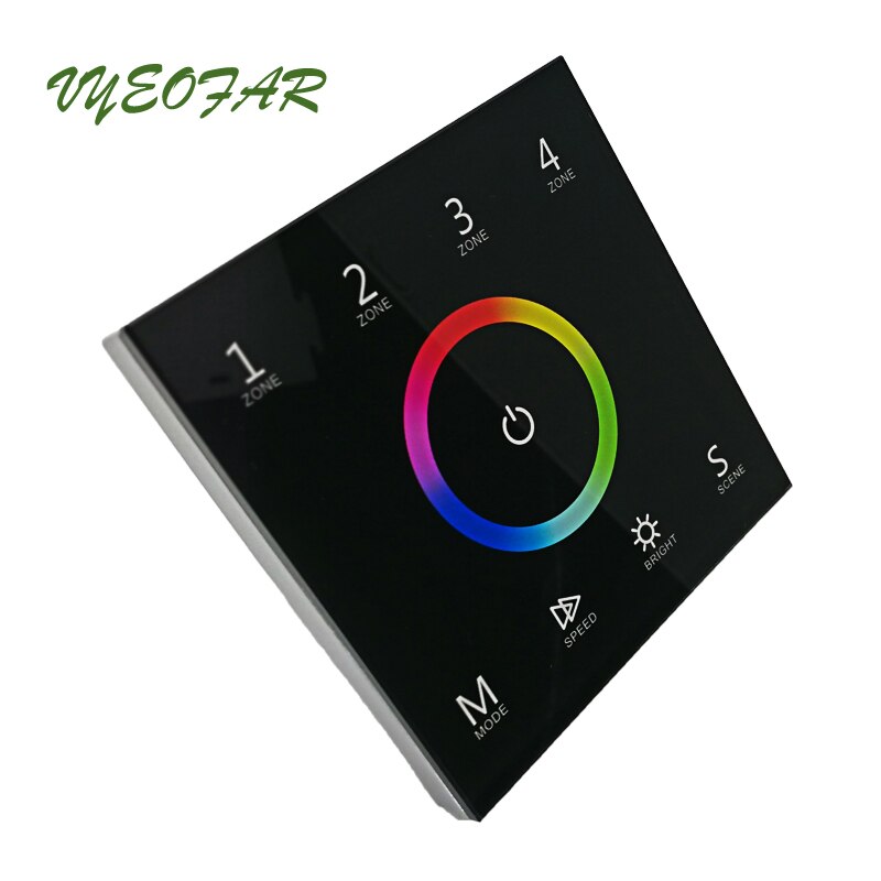 Led RGB Strip Controller Wall Mount Touch Panel DMX master Controller and 2.4GHz RF Wireless Dual Function 100V-240V 4 Zone T13