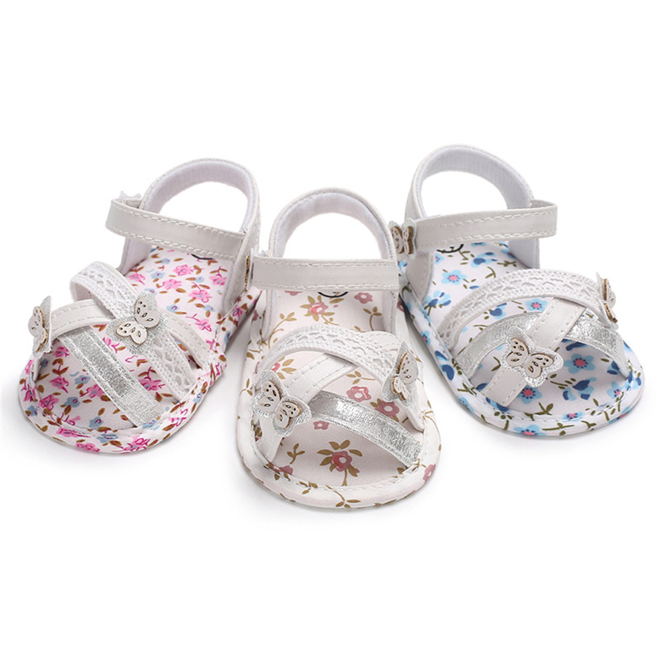 Sandali per bambina scarpe estive con stampa floreale scarpe per neonati per bambini scarpe per presepe morbidi primi camminatori mocassini per bambini