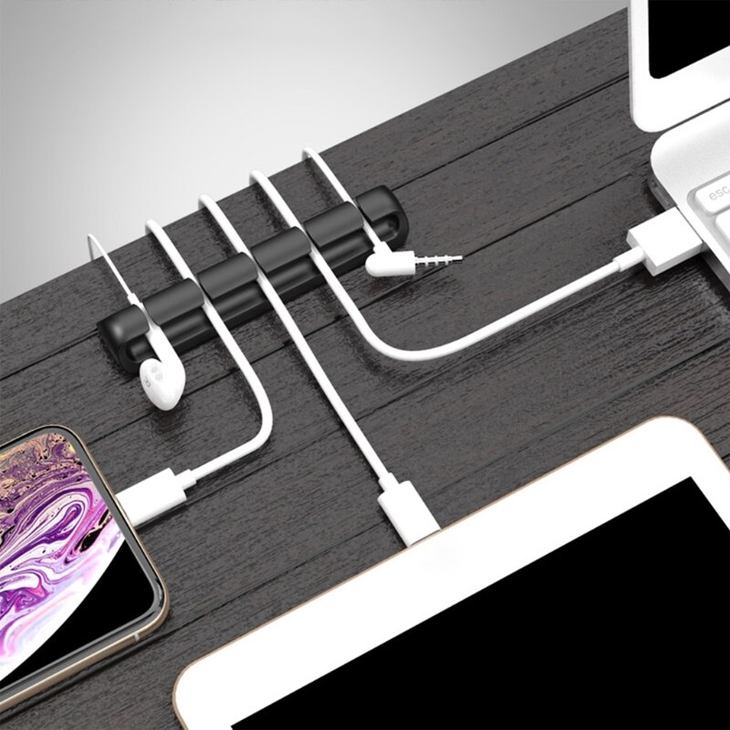 Soporte de bobinador de cables D7WA, organizador de gestión de cables de silicona autoadhesivo, Cable de carga USB, soporte de Cable de alimentación de noche