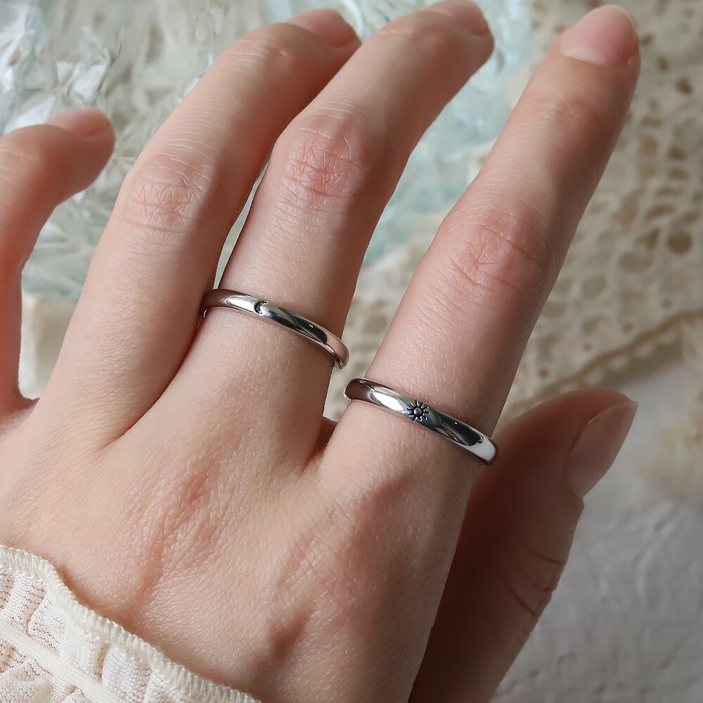 Zon Maan Ster Paar Vriendinnen Ring Mannen En Vrouwen Een Paar Eenvoudige Klassieke Student Koreaanse Paar Ring