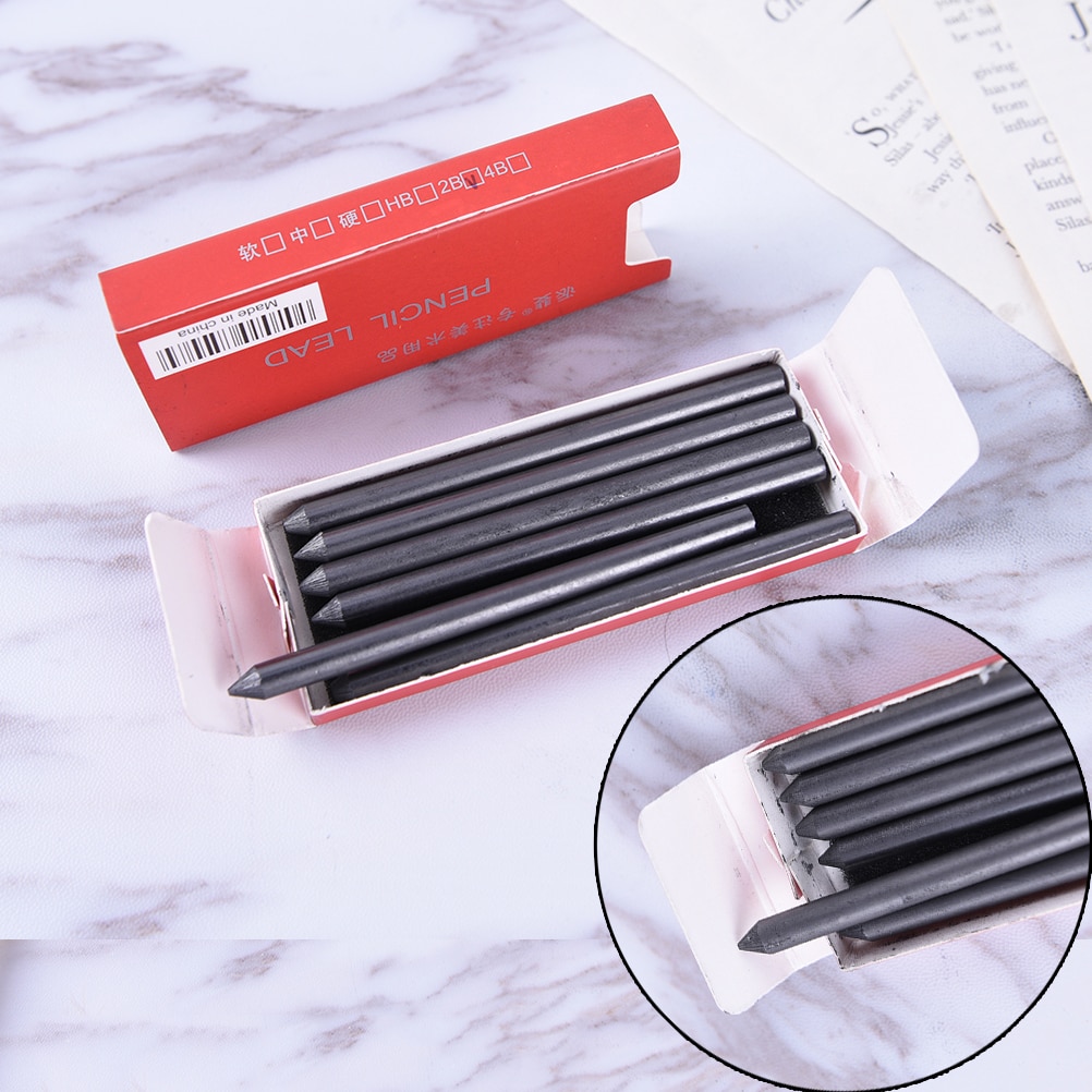 6Pcs/ Box 5.6mm HB 2B 4B 6B 8B Mechanical Lead Auto Clutch Pencil Holder Refill