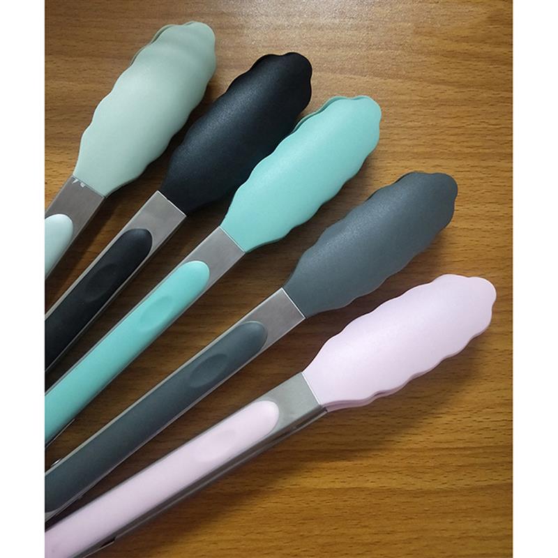 Silicone Food Tong Stainless Steel Kitchen Tongs Silicone Non-slip Cooking Clip Clamp BBQ Salad Tools Grill Kitchen Accessories