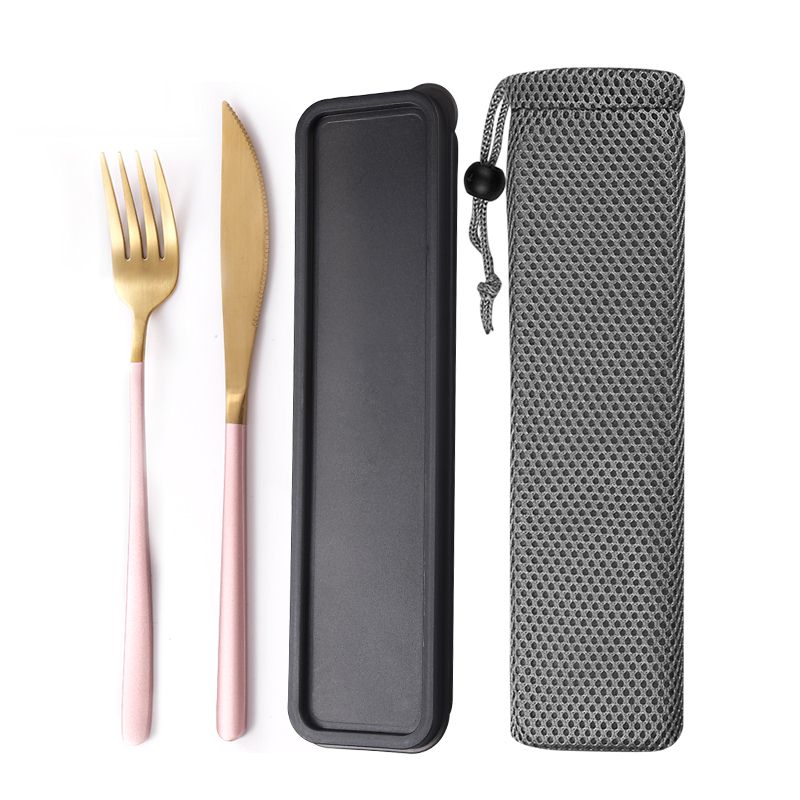 JueQi service de vaisselle coréenne | Couverts de table S cuillère fourchette 18/8 acier inoxydable, service de vaisselle en or occidental: E