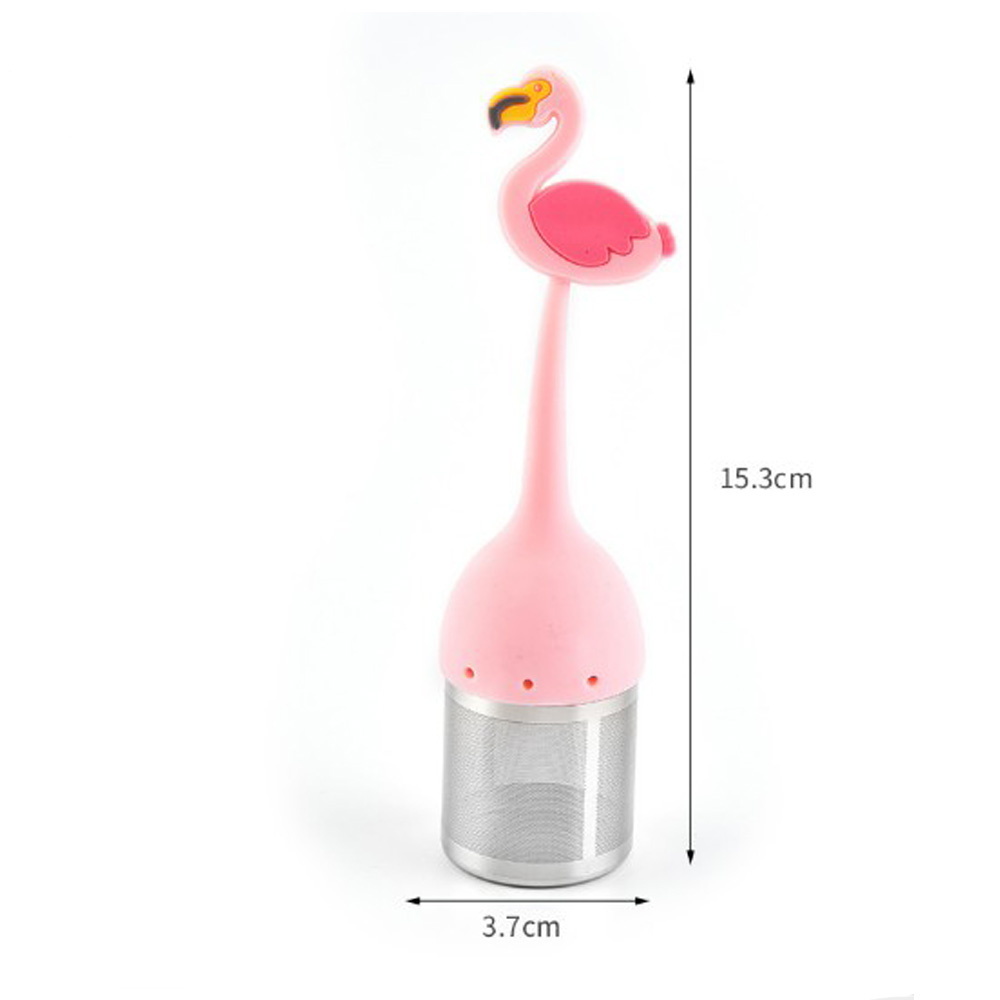 1pc söta flamingo tesil tepåsar silikon lösbladste teinfuser filter diffuser rolig tecknad tetillbehör ananas