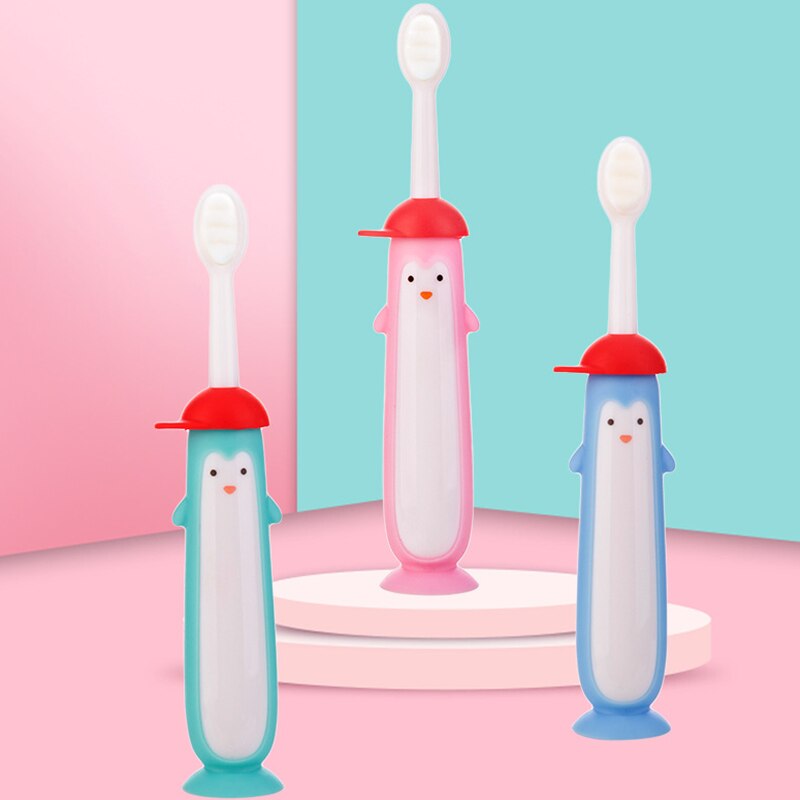 Spazzolino da denti pinguino per bambini carino spazzolino da denti per bambini 360 spazzolino da denti filo interdentale spazzolino da denti detergente per bambini cura dei denti