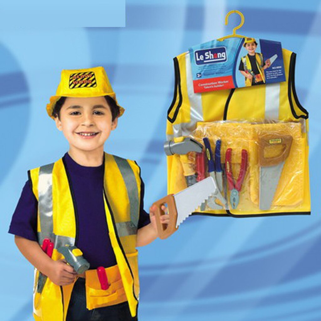 8pcs/Set Kids Construction Worker Dress Up Costume Uniform Toddlers Cosplay