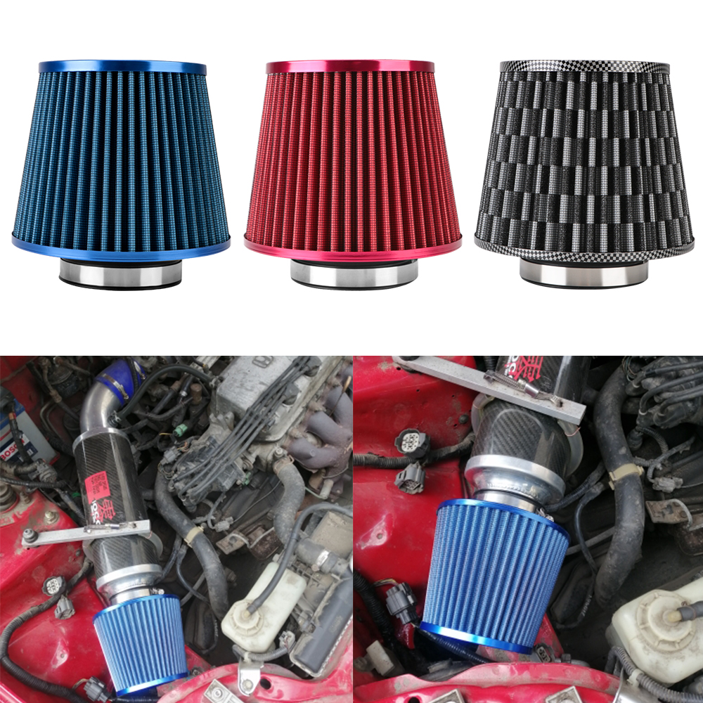 3 Zoll hoch fließen Kaltlufteinlassfilter Sport Energie Gittergewebe Kegel 76 MM Induktionsset Autozubehör Universal- Auto Luftfilter