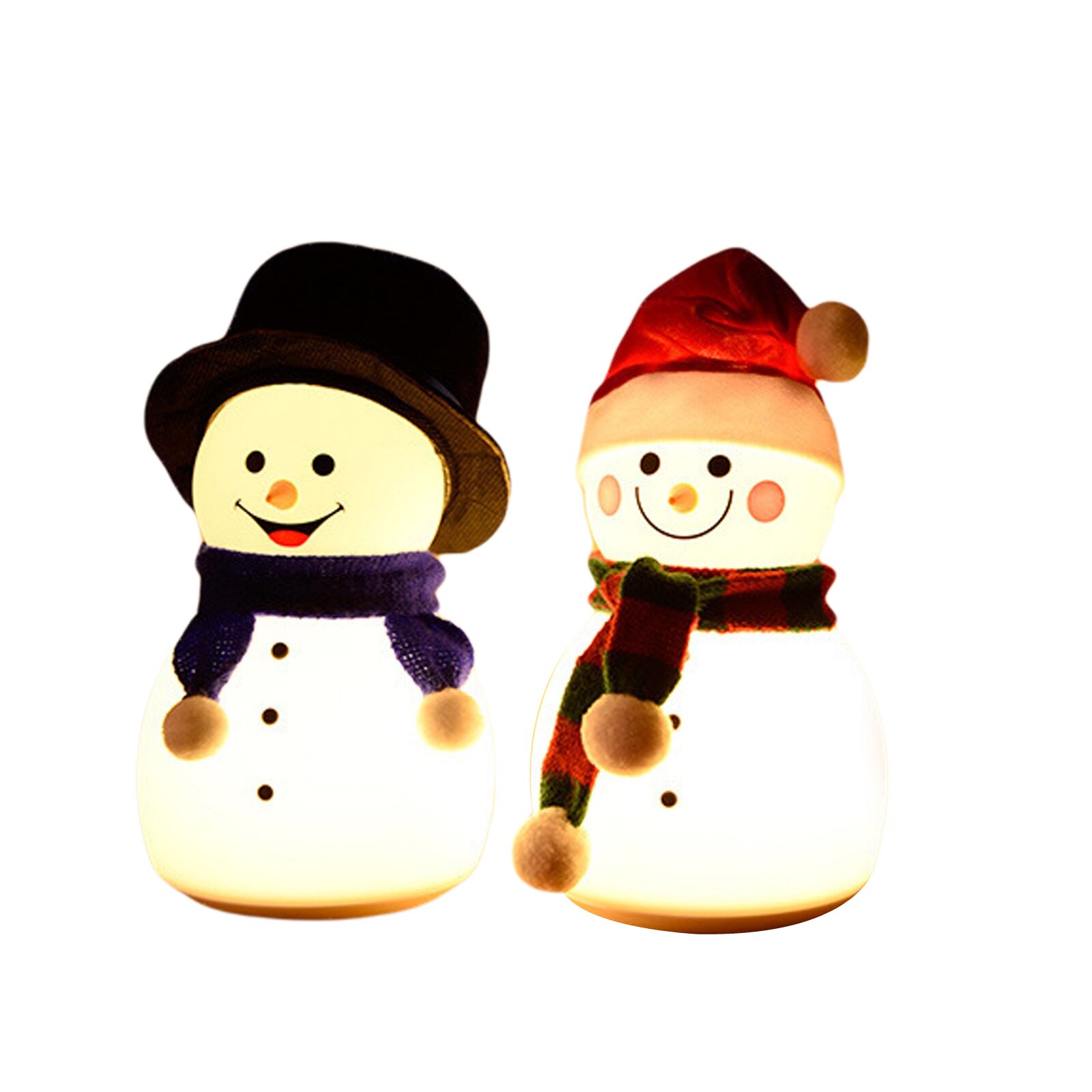 Snowman LED Night Light, USB Rechargeable Flap-Control Colorful Christmas Lamp with Music for Baby Room, Christmas Tree