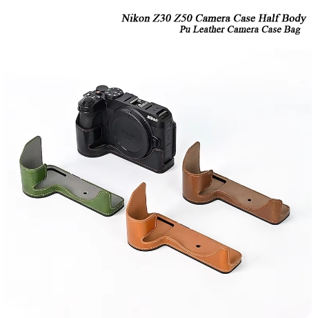 PU Leather Camera Case Half Bag Body With Wrist Strap For Nikon ZFC Z30 Z50