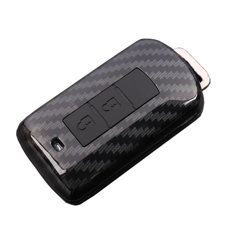 Carcasa para llave de coche con de fibra de carbono ABS para Mitsubishi Outlander Lancer 10 Pajero Sport EX ASX RVR Colt Grandis L200 Smart: Carbon  black-A