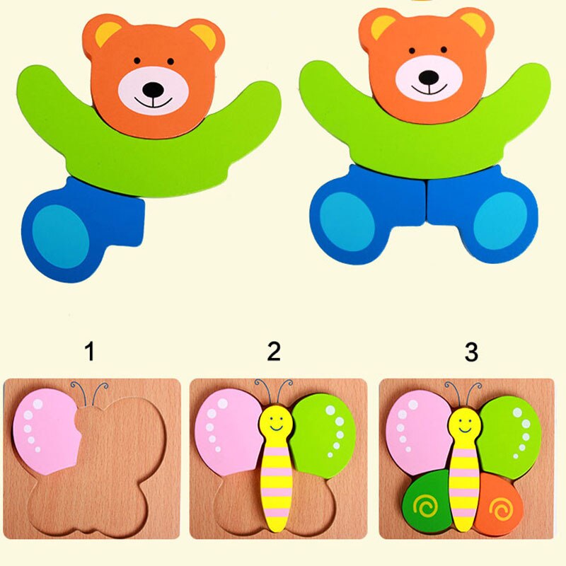 Di legno 3D Puzzle Di Puzzle di Legno Puzzle Sussidi Didattici Montessori Giocattoli Educativi Per I Bambini del capretto Set Di Puzzle Giocattoli di Intelligenza