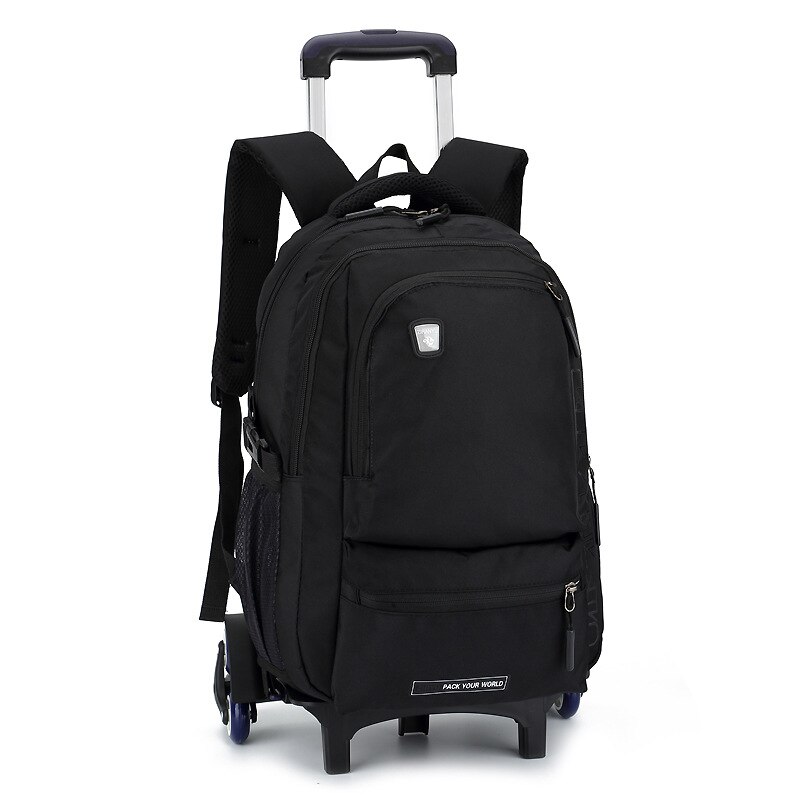 Removable Trolley school Backpack Wheeled Bags Children School Bag Boys girls Travel Bags Child School Backpacks kids schoolbags: black