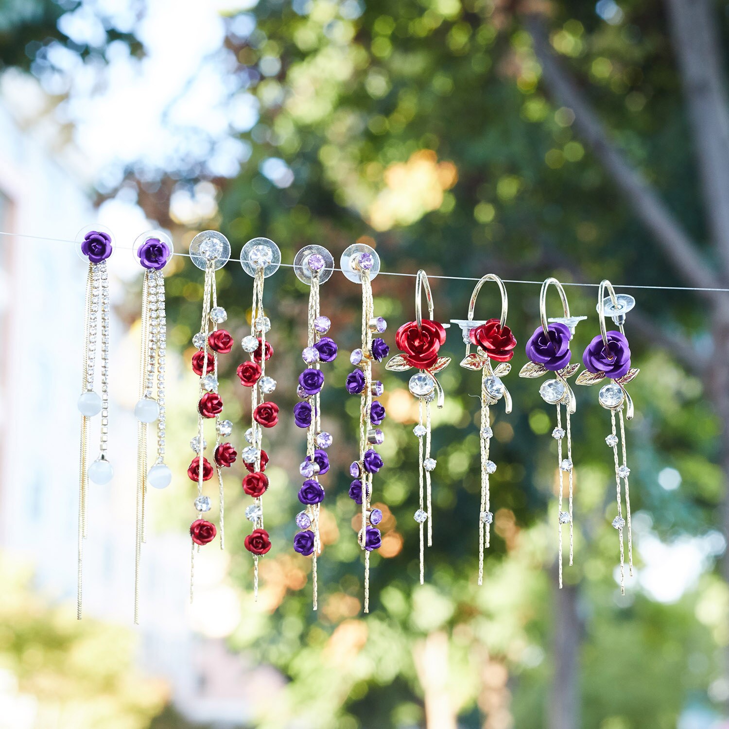 Rose Flower Dangle Oorbellen Voor Vrouwen Lange Tassel Shiny Rhinestone Earring Wedding Party Engagement Sieraden