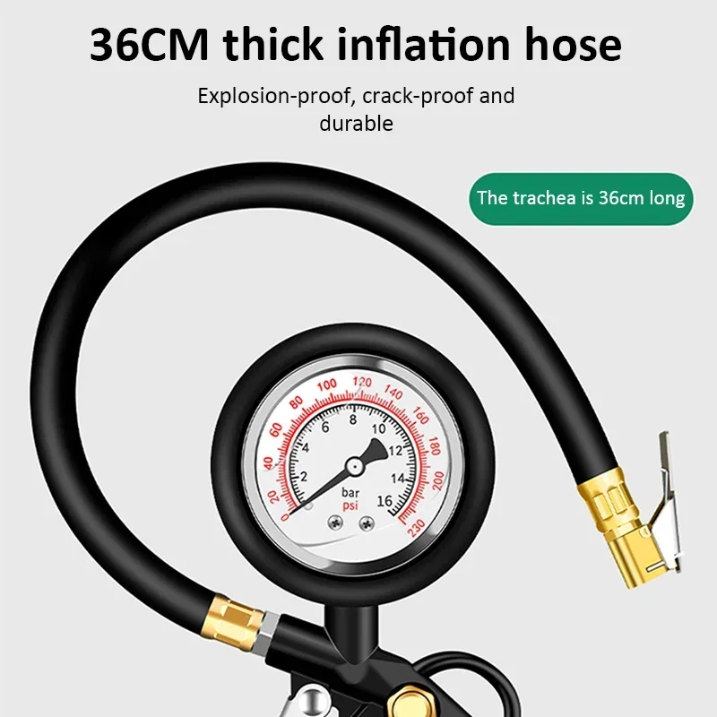 Reifendruckmesser 220 psi Luftdruckmesser Auto Reifendrucküberwachung Reifenfüller mit flexiblem Schlauch für Auto, LKW, Motorrad