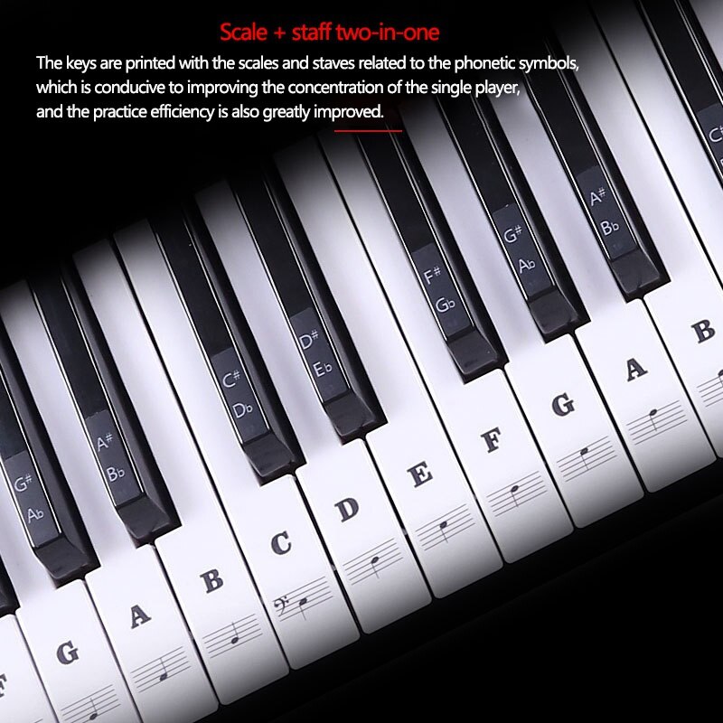 Klaver klistermærke gennemsigtig klaver keyboard klistermærke 49/61 tangent elektronisk keyboard klaver noder piano yamaha til hvide tangenter