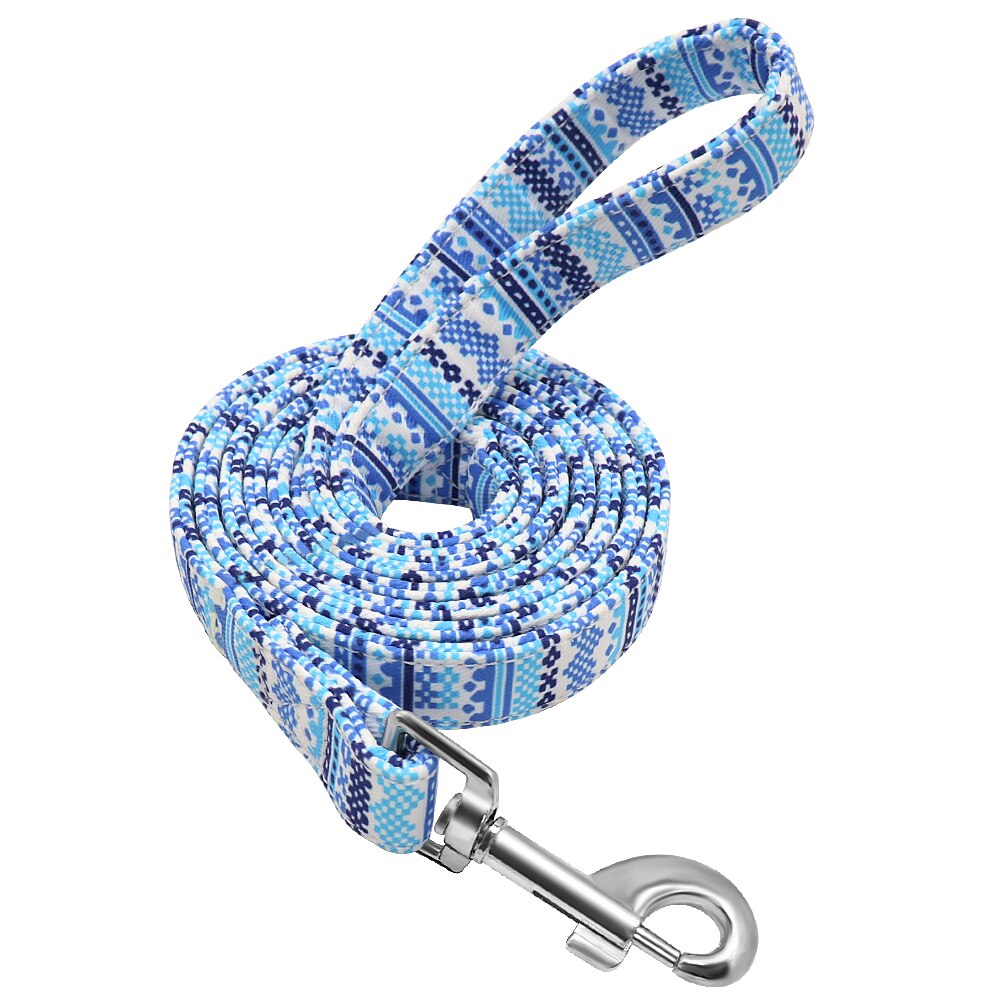 Laisse en Nylon pour chien, 150cm, imprimé coloré, corde de plomb, ceinture pour animaux domestiques, entraînement à la marche, carlin, bouledogue français: 217 Blue