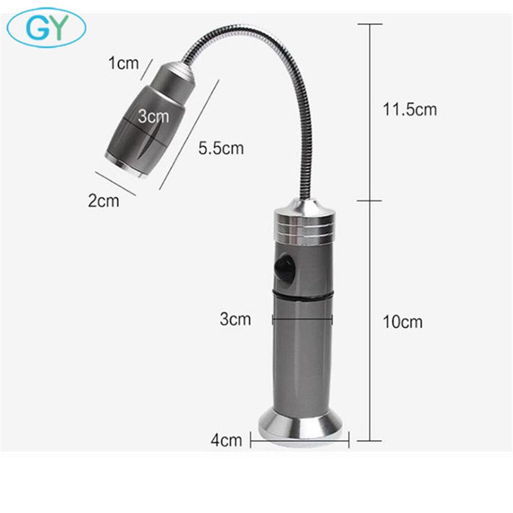 Portátil 3w bateria led máquina ferramenta de luz ímã multi função manutenção lâmpada trabalho preto cinza gooseneck iluminação magnética