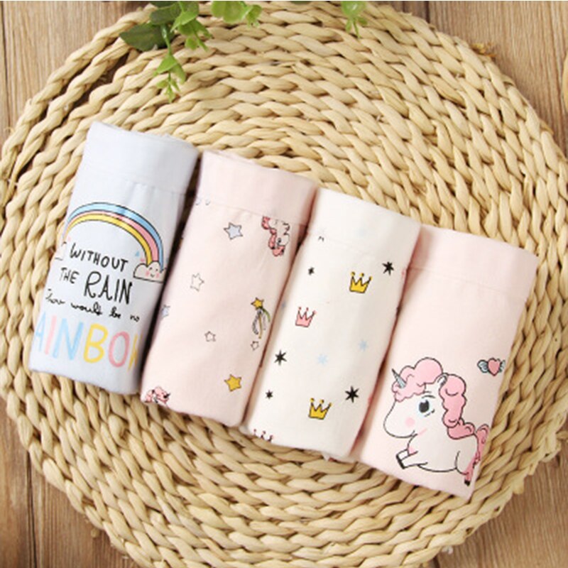 Nanjiren meisjesbroek van puur katoen, gezond, comfortabel, lage druk, niet strak, ademend, droog, 4- pack