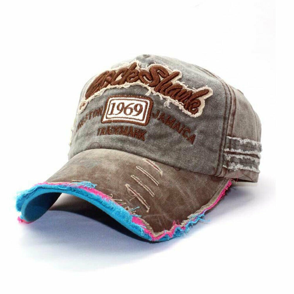 Unisex Vintage Oude Shabby 1969 Baseball Cap Verstelbare Denim Noodlijdende Trucker Hoed Paar Zonnehoed: A