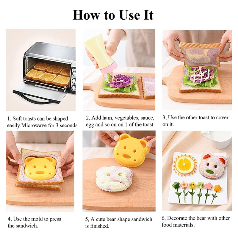 Bento Rabbit Cutter 3pcs Sandwich Cutter Mini Cartoon Rabbit Bear Car ... – Grandado