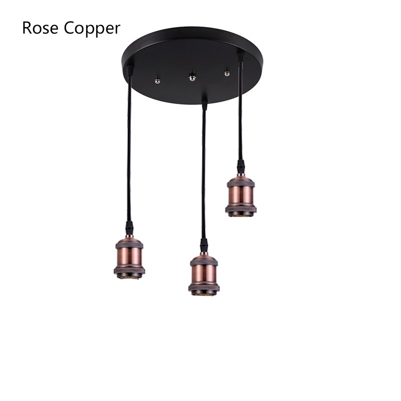 Retro Industriële Loft LED Bar Hangende Lamp E27 Socket hanglampen Aluminium Eetkamer Hangende Verlichting Keuken Opknoping Lampen: Rose Copper Round