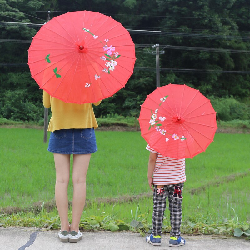 Paraguas de papel con flores impresas chinas, sombrilla tradicional hecha a mano, sombrilla clásica de baile Retro, decoración de