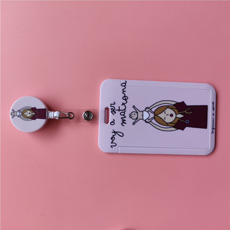 Doctor Nurse Cute Name ID Badge Holder Hard Case with Neck Lanyard Bus Card Holder Keychain Strip Set for Nurse Name Card Case: green