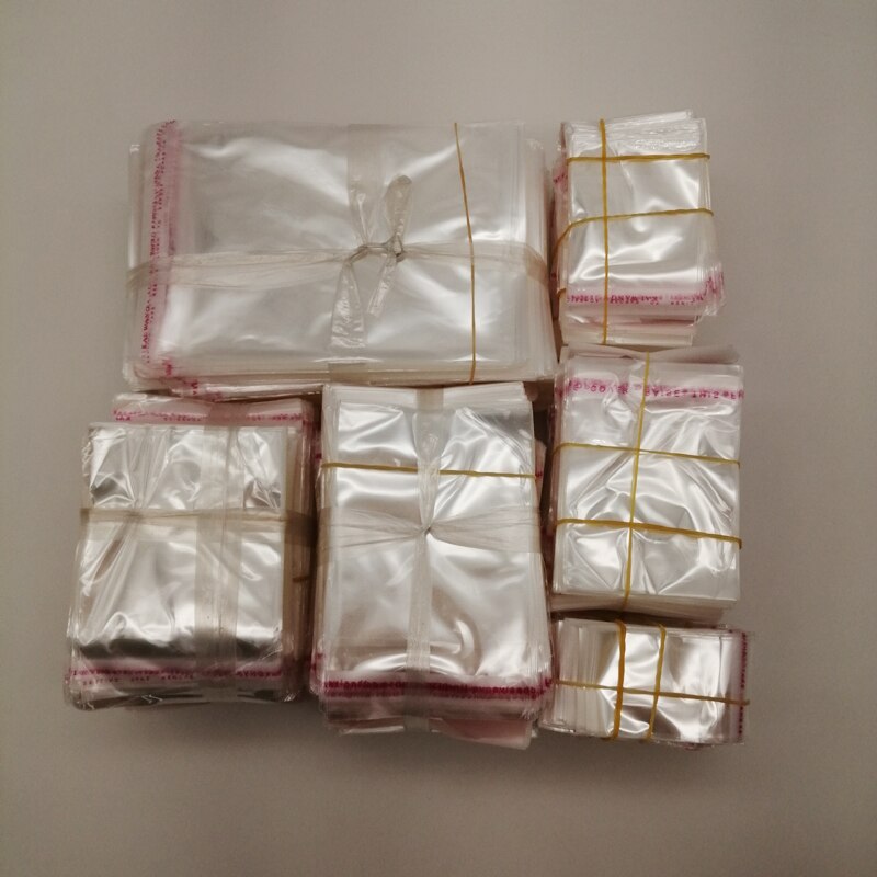 1000pcs Storage Bag Transparent Self Adhesive Seal Opp Bags Cellophane Bag Small Plastic Bags for Jewelry Packaging Pouch