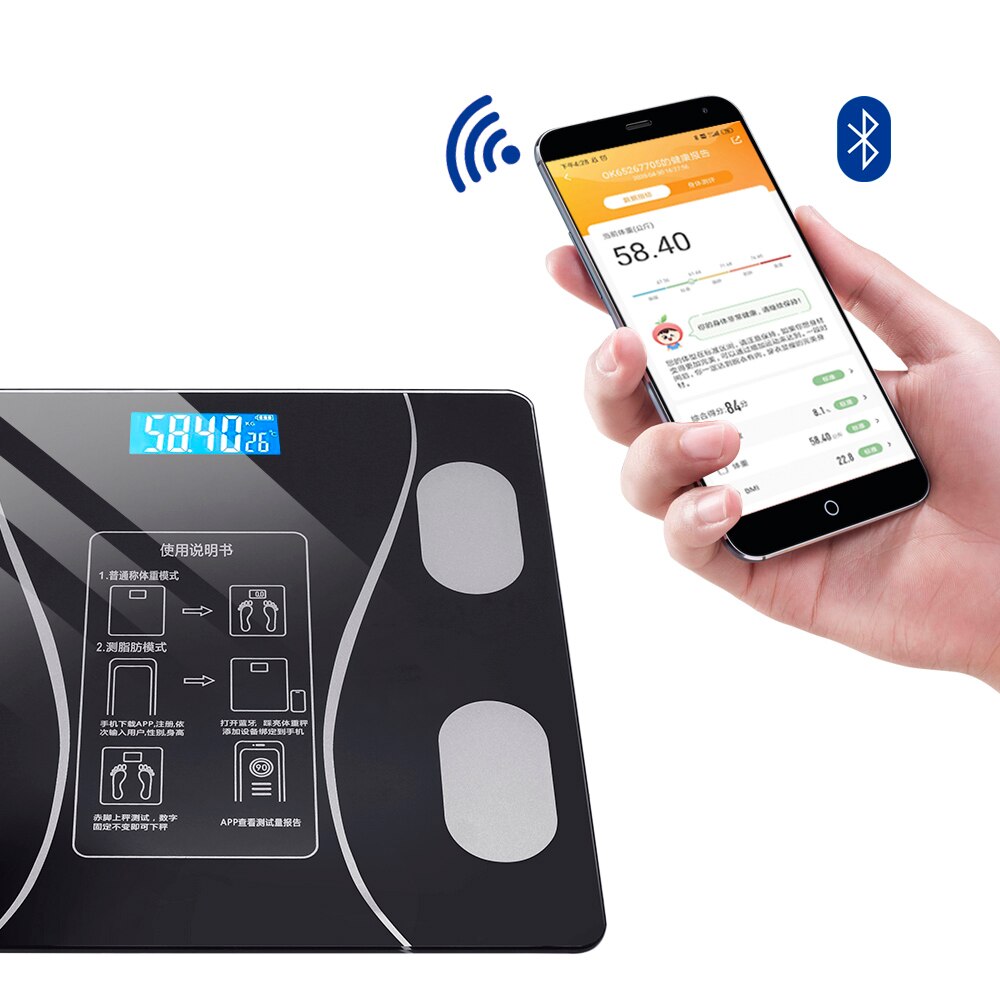 Weighing Scales LED Digital Electronic Scale for Android/for IOS/Bluetooth APP Smart Body Scales