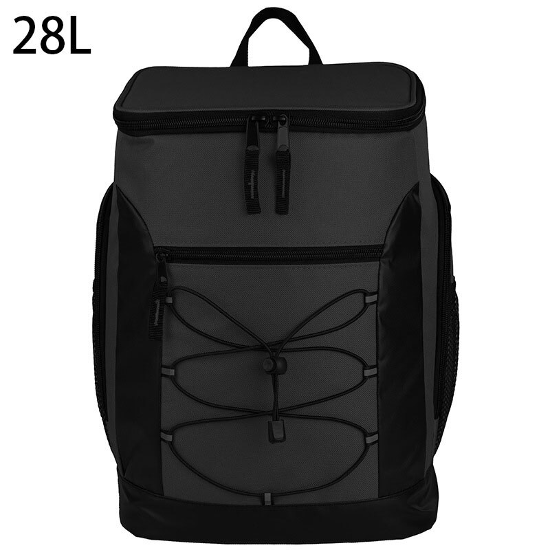 28L Rugzak Koeler Thermo Bag Dikker Waterdichte Grote Picknick Koelkast Verse Houden Thermische Geïsoleerde Tas: Black