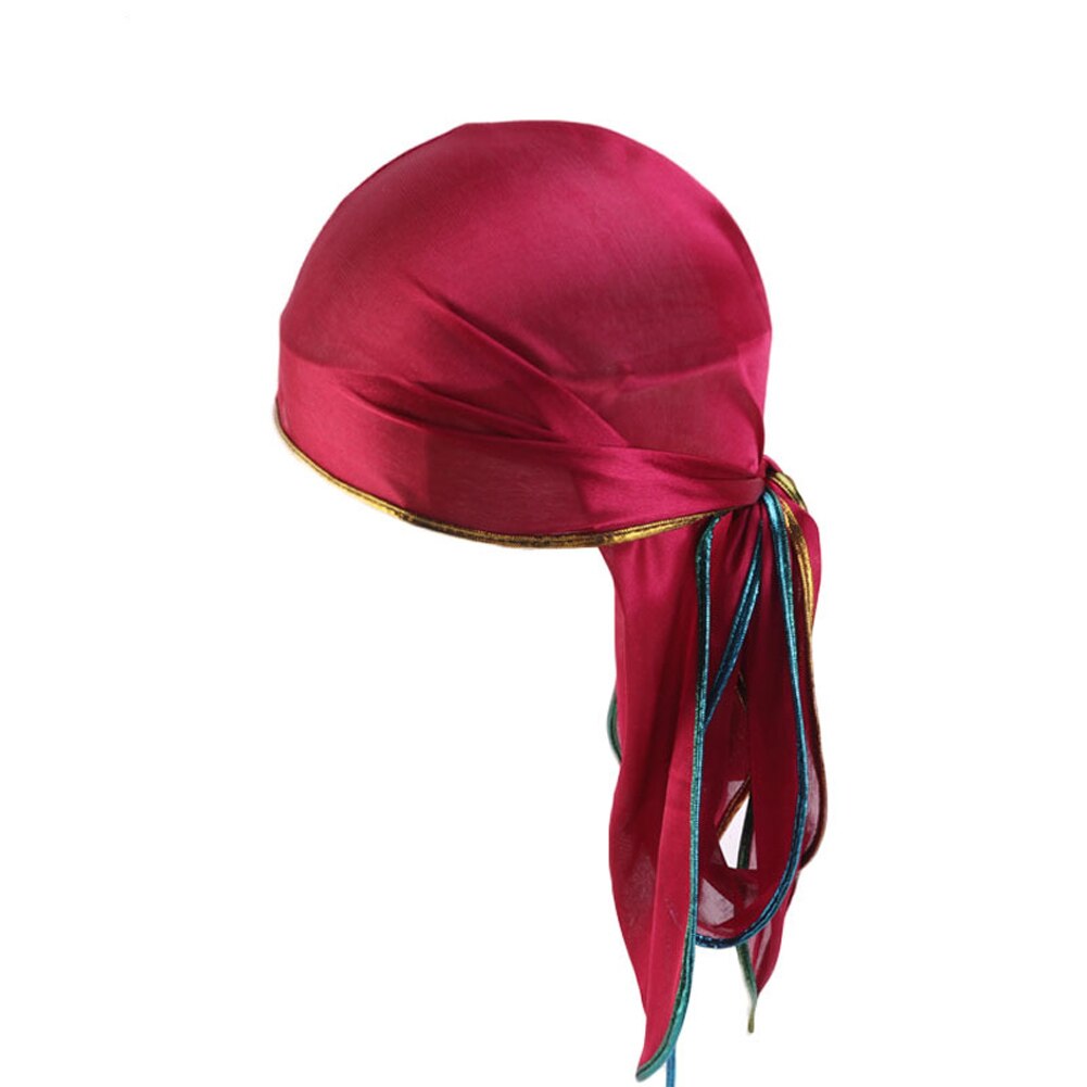 Usa unisex mænd kvinder bandana durag hovedbeklædning blød silke pirat cap wrap: Rød