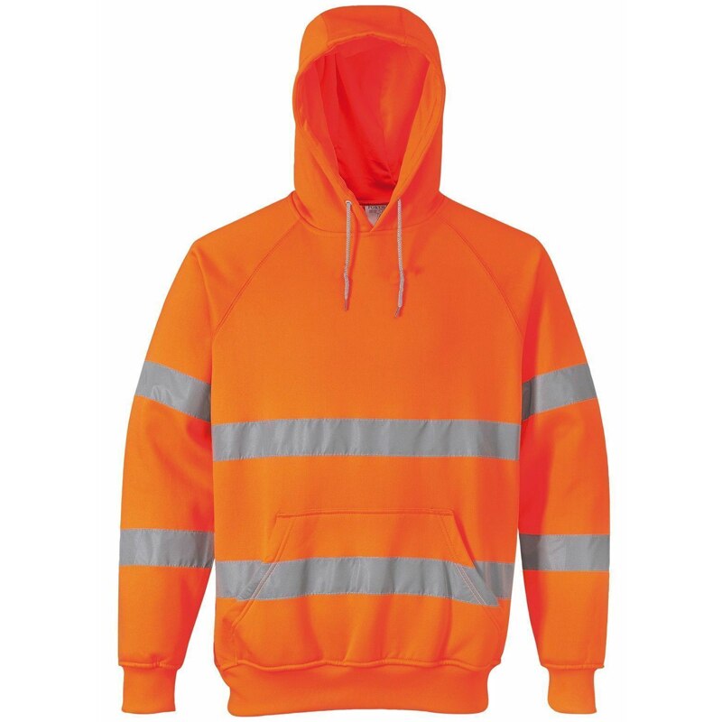 Men's High Visibility Safety Hooded Reflective Hoodies Workwear Pullover Fleece With Reflective Tripes Workwear Sweatshirts Male: orange / M