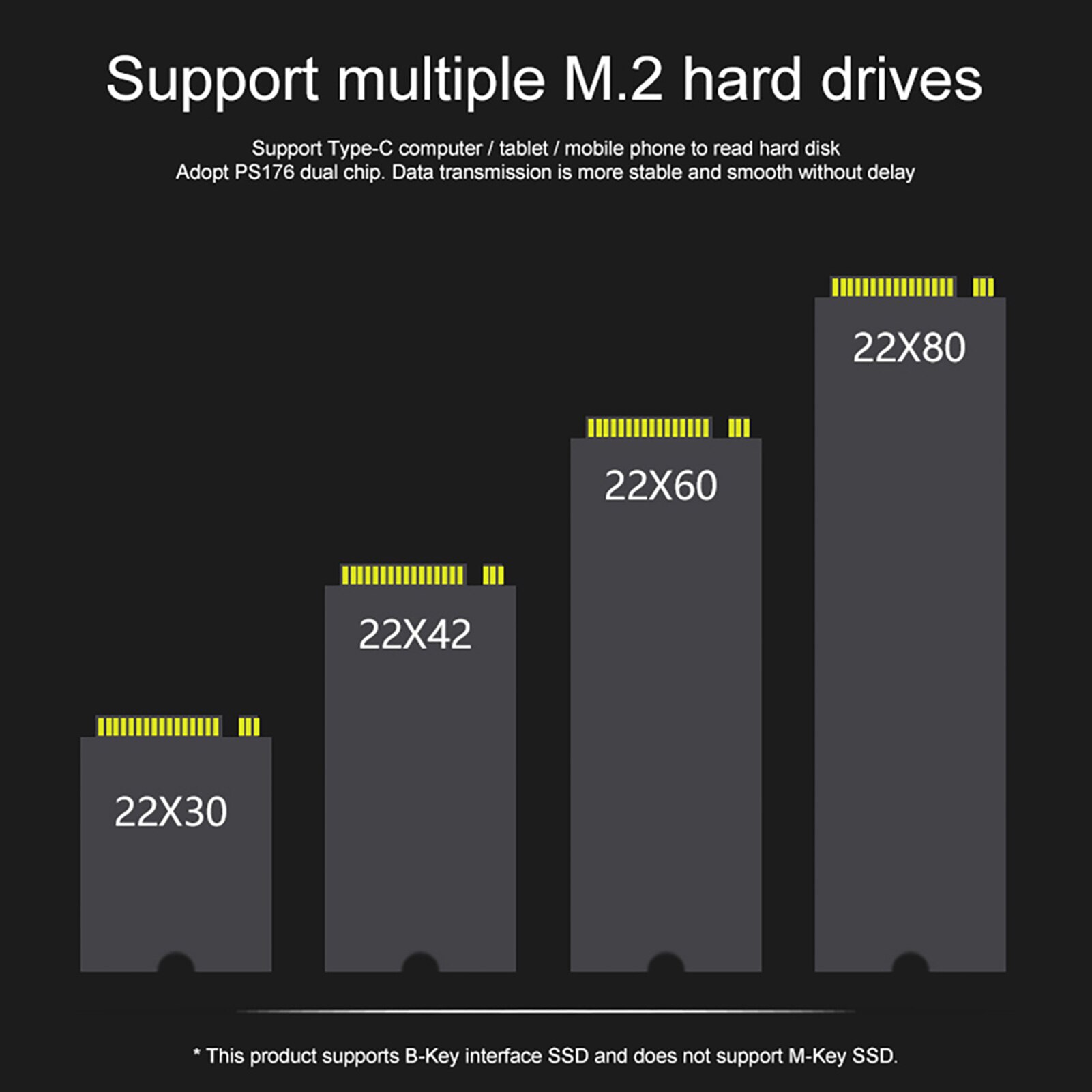 Portable SSD Case USB 3.1 M.2 NGFF High Speed External SSD Mobile Hard Drive Enclosure USB 3 Transmission Speed is Up To 10Gbps